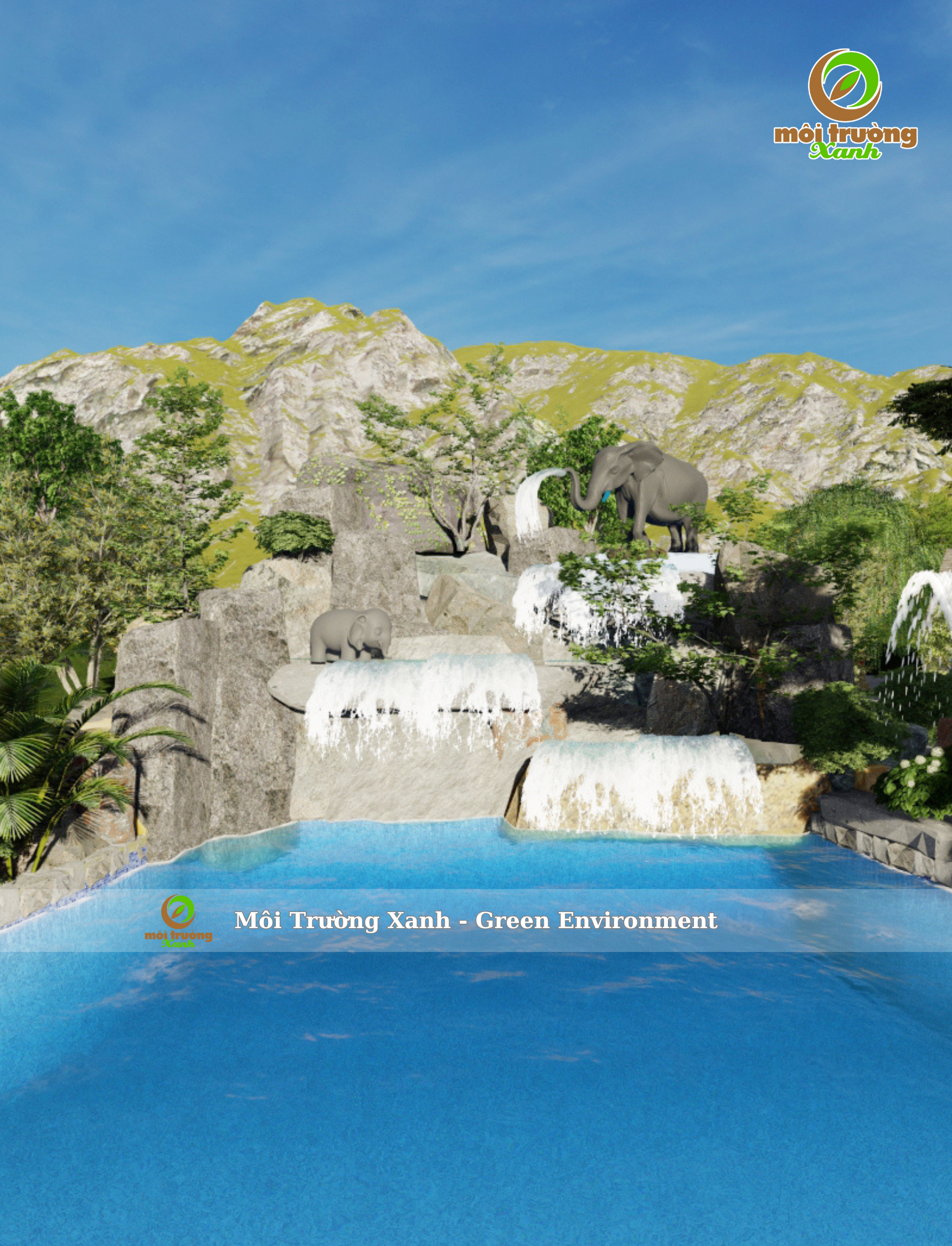 thiết kế núi thác nhân tạo - môi trường xanh