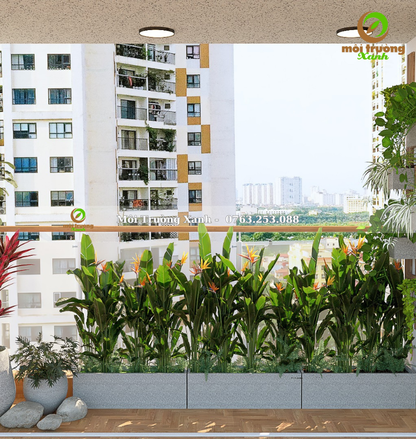 Đặt hàng nhanh qua Hotline/Zalo: (+84) 763253088 Tiểu cảnh ban công, tiểu cảnh cây xanh, tiểu cảnh trang trí Tiểu cảnh ban công - môi trường xanh